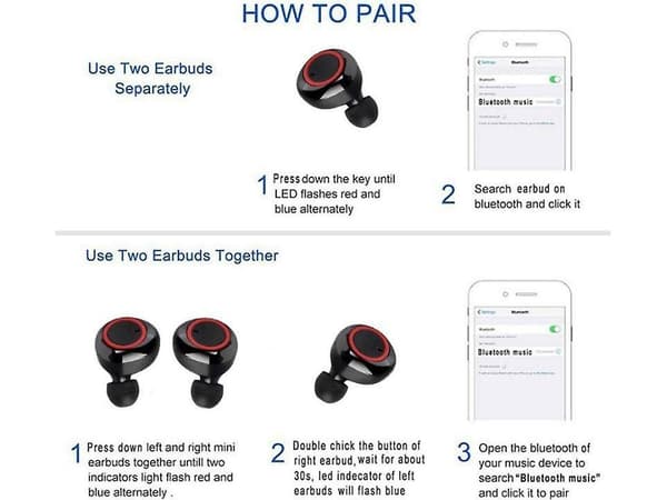 Alin218-4 True Wireless Bluetooth-øretelefoner (i øret - mikrofon - sort)