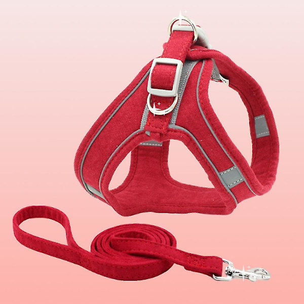 Liten, medium og stor hund advarsel reflekterende sele polstret vest og front nylon ledelse justerbar brystrempe sikkerhet-rød/xs