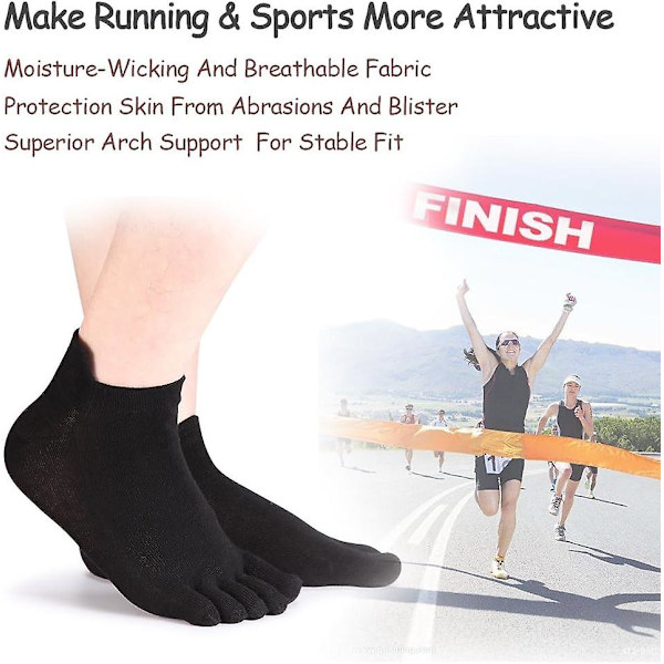 Tåsokker No Show Running Five Finger Sokker - For Menn Kvinner 4 Par