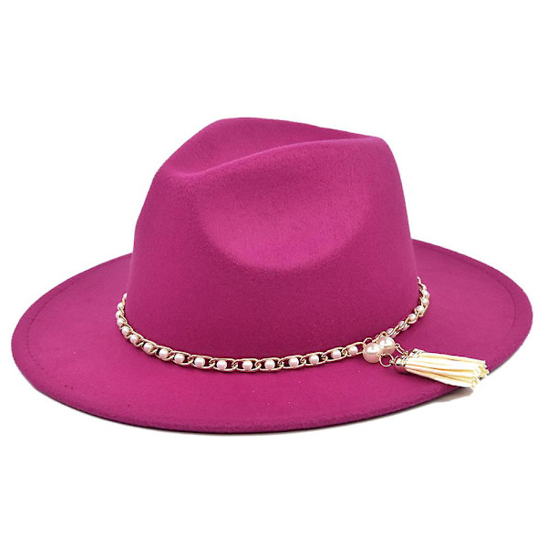 Uld Uld Britisk Jazz Hat Perle Kvast Uld Sort Top Hat Retro Stor Skygge Hat