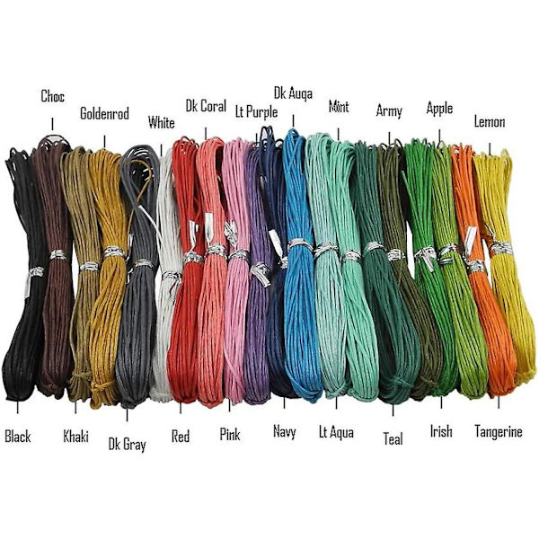 20 Färger 1mm Smyckestillverkning Pärlsträngning Hantverk Macrame Vaxad Bomullsrep Tråd, 10 Yards Varje Färg, Typ B