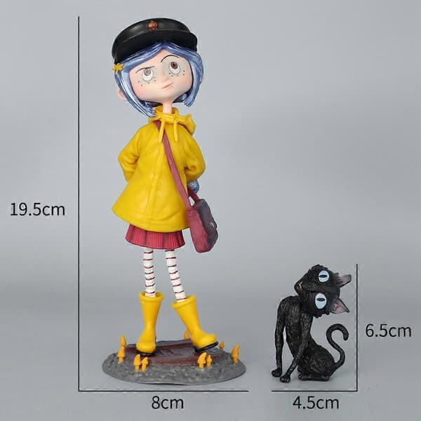 Halloween Coraline-figur med sort kat-statue til samlerhylde
