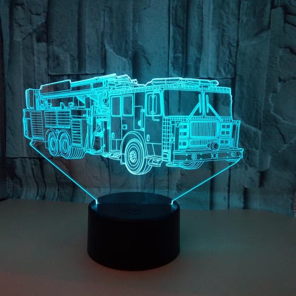 3D Brandbil Natlys 16 Farver Skiftende USB P