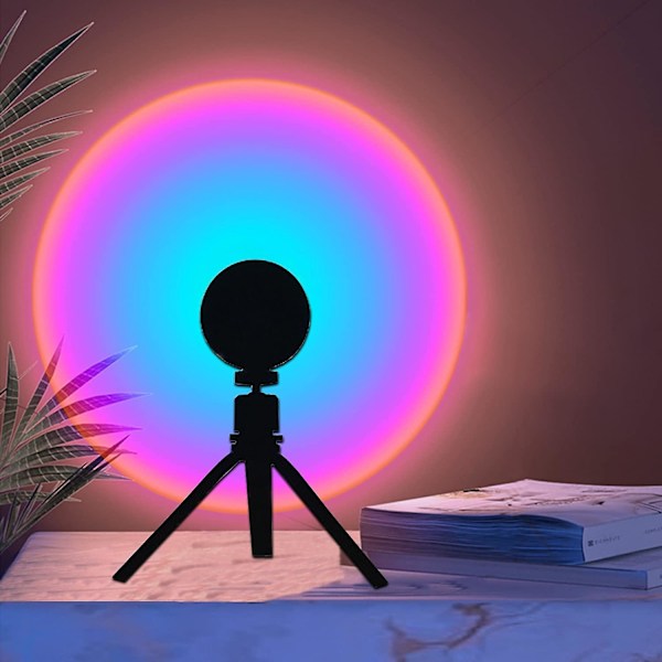 Projektion Solnedgangslampe. Solnedgangslys Rød. Romantisk Visuel Stemningsprojektorlampe. 180 Graders Drej Usb Led Lampe- Regnbue