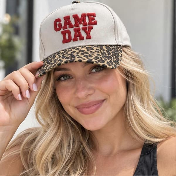 Game Day Basebollkeps med leopardmönstrad skärm, polyester, bekväm passform, hållbar Black