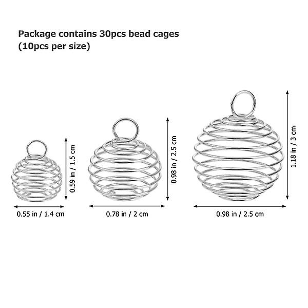 30 st spiralformade pärlbursberlocker för smyckestillverkning (silver)