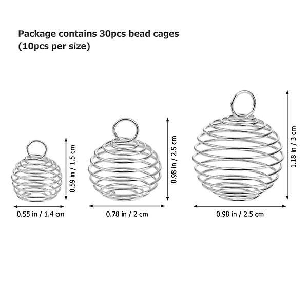 30 stk. sølvbelagte spiralperlebur-anheng for smykkeproduksjon (sølv)