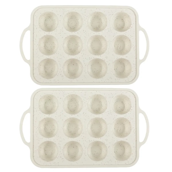 Muffin tin set of 2, food-safe silicone, metal-reinforced baking tin for quiches, 2×12 muffins, non-stick, BPA-free baking accessories