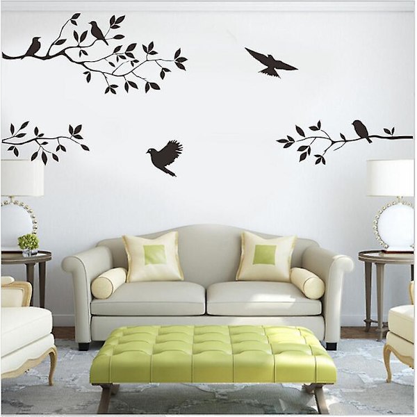 Fjernelse Vinyl Wall Decals til Børneværelse Dekoration, Gren Mønster, Sort