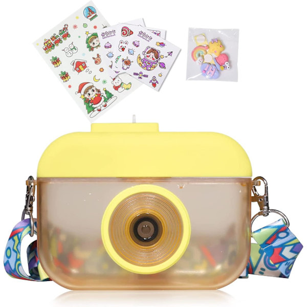 Kawaii Vattenflaska med Sugrör och Dekaler för Flickor, Söt Plastflaska för Barn med Fem Söta Dekaler och 3D-Dekaler, Dekorerade Dricksglas