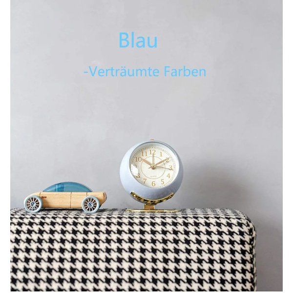 Dubbel Klocka Väckarklocka med Nattlampa, Högt Alarm, Analog Väckarklocka, Tyst, Batteridriven, Retrodesign (Blå)