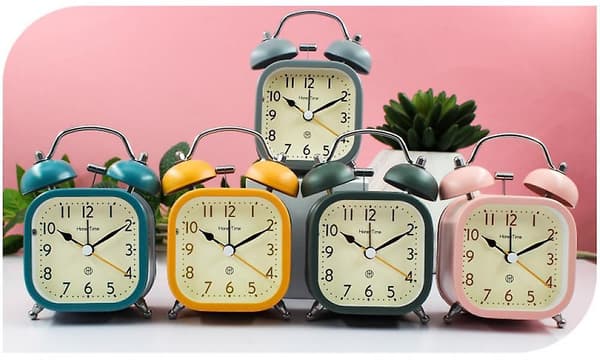SAYTAY Väckarklockor för sovrum, fyrkantig väckarklocka, studenthem dekoration skrivbordsklocka (grå)
