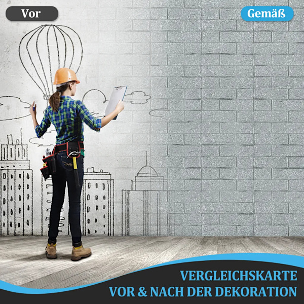 12 st 3D väggstickers väggpaneler självhäftande tapeter, 35cm x 38.5cm vattentät tapet, stenutseende, modern för badrum och sovrum
