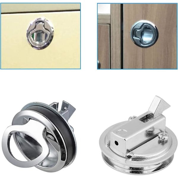 Zink-legering lucklås Slam Flush Pull Lucka Flush Dörr Pull Lucka Slam Lås för Camper Deck Lucka Dörr Skåp, Silver 2 st