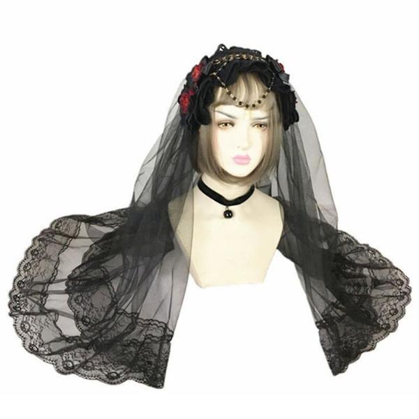 Halloween-kukkapanta helmillä koristeltu pitsi cosplay-asujuhlat hiuslisävarusteet