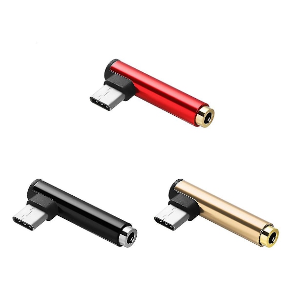 3 kpl Type-c-kuulokeadapteri Type C -uros 3,5 mm:n naarasääni stereokuulokeadapteri (punainen/kulta/musta)（Kuten kuvassa）