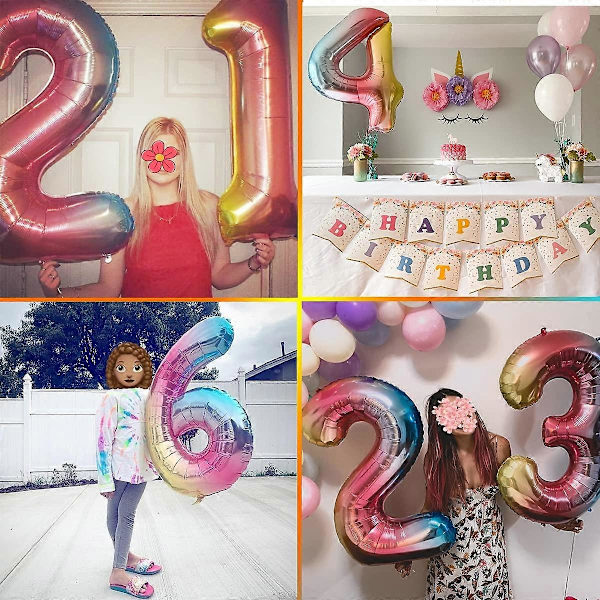 Nummer 7 Pastell Regnbåge Folieballong för Flickans 7-årsdagsfest, 40 tum LOL Partys Helium Ballon för Barnkalas