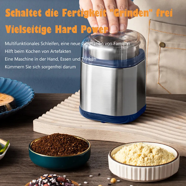 Peberkværne, kraftfulde, bærbare kværne til krydderier, urter, mere og kaffe, 200W, rustfrit stål, sikre og nemme at bruge kaffekværne