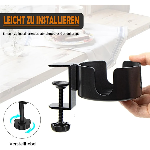 2 stk. bordklemme kopholder, kopholder til kopper op til 3,74 tommer