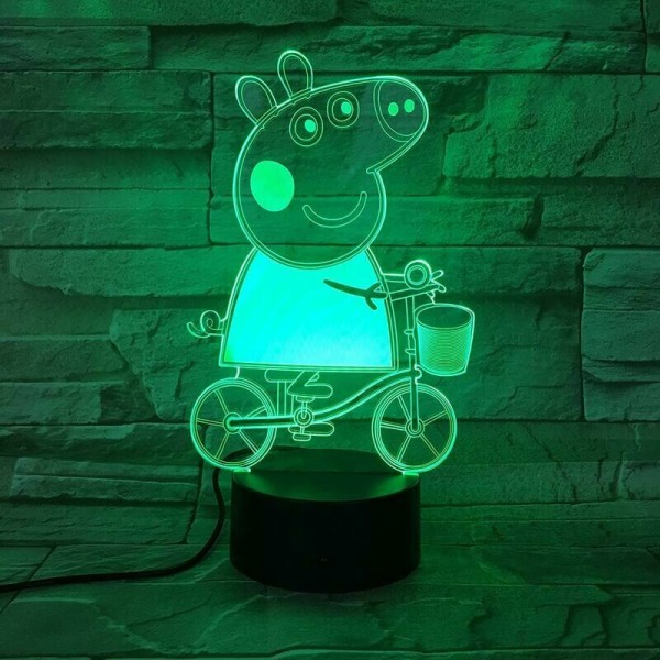 Peppa Pig farverig touch + USB + 3D lille bordlampe vision kreativ natlys Valentinsdag gavelys, til stue og børneværelse