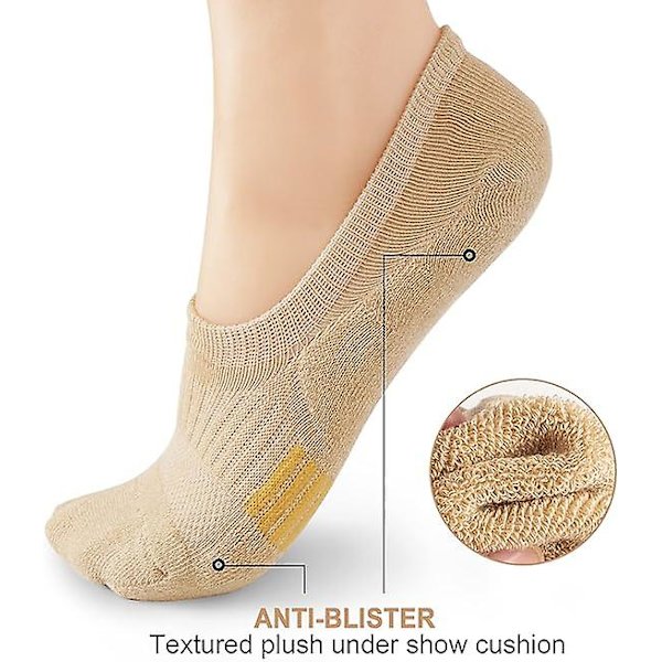 Damstrumpor No Show Athletic Ankle Socks Cushioned Running Low Cut 5 Par/Färg: Nude/Storlek:5-8