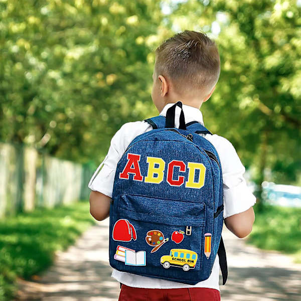 Dww-64 stk. stryge-på broderede alfabet badges til syning af badges på tøj, rygsække, jeans, hatte, samt til r