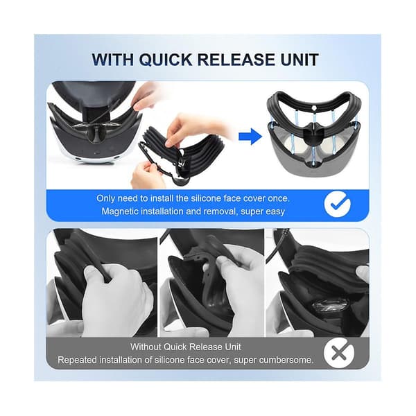 VR-ansiktsdeksel erstatning ansiktsputer for PSVR2-headset magnetisk ansiktsgrensesnittbrakett for PS VR2 VR-tilbehør（svart）
