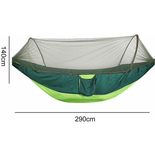 Campinghængekøje med myggenet, udendørs rejsegynge Sovehængekøje til vandrere - lysegrøn