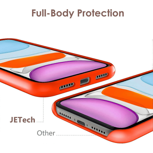 Silikonfodral för iPhone 11 (2019) 6,1 tum, Silkeslen Yta Helkroppsskyddande Fodral, Stötsäkert Omslag med Mikrofiberfoder, Kryddig Orange