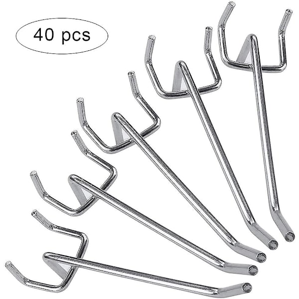 Förvaringskrok 40 st Perforerad panelkrok, Assorterade perforerade paneler, Hålkrok