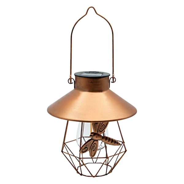 Udendørs solcellelampe, jernkunst solpære, cirkulær hængelampe, have terrasse dekorativ lampe B