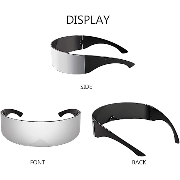 80-talls Futuristisk Visor Cyber Solbriller Menn Kvinner Futuristisk Punk Stil Cosplay（Sølv）