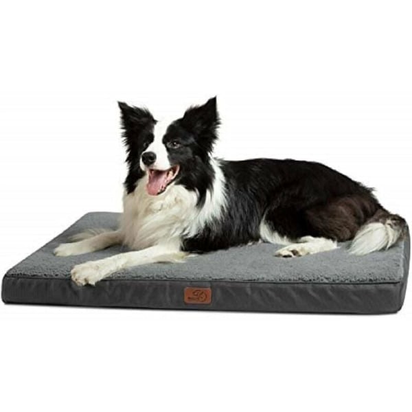 Avtagbar ortopedisk hundsäng - stor hundmatta, hundsäng i skum med cover, tvättbar hundmadrass, grå, 76 x 50 x 7,6 cm