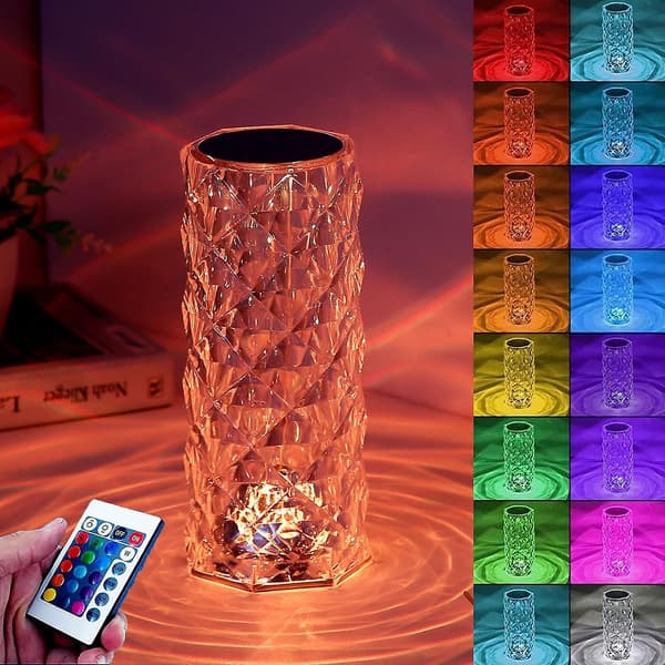 Krystal Diamant Bordlampe: 16 Farveskiftende, Romantisk