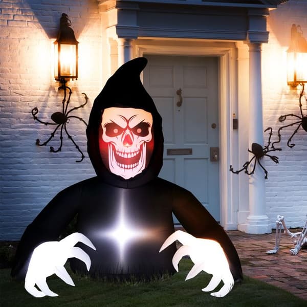 Oppustelig Halloween-dødsfigur med LED, blæser og kabel