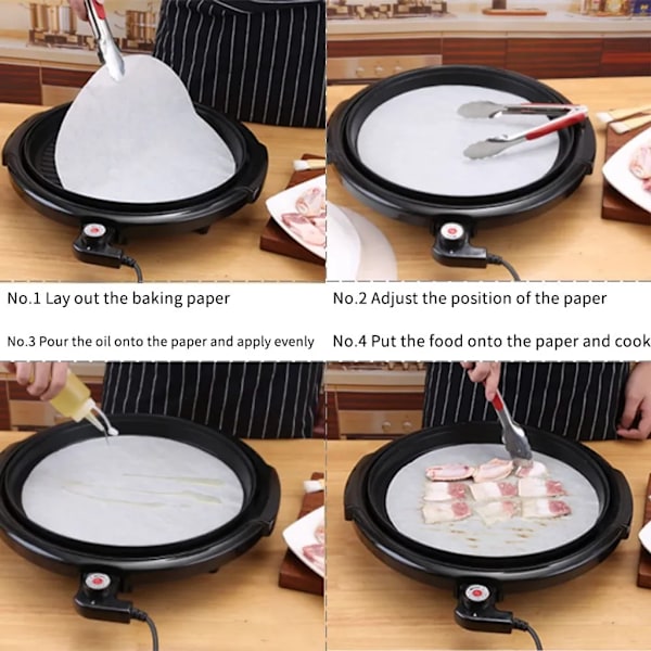 100 stycken bakplåtspapper, runda, bakpapper för separering, frysning, springform, kakform, brödrostugn, tortillapress (20 cm)