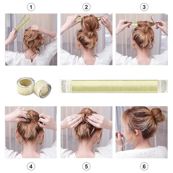 Hårbullemakare - Lätt att skapa perfekt fransk twist donut, hårvikning, wrap, snap DIY formare, frisyrverktyg för flickor och kvinnor, 3-pack blond