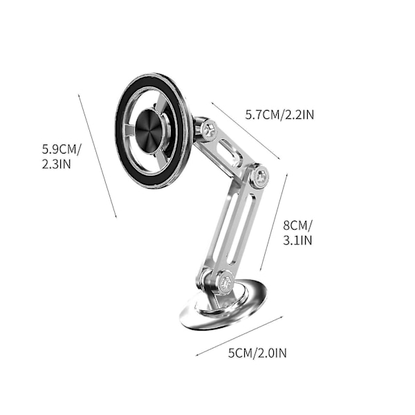 Universaali 360 PRO, magneettinen imukuppiteline puhelimeen, kaikki metalliset auton navigointitelineet, taitettava auton pidike（D）