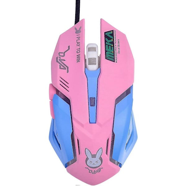 OW Mus Breathing LED Bakgrundsbelyst Spelmus D.VA Genji Reaper Trådbunden USB Datormus för PC & Mac E-sports Spelare