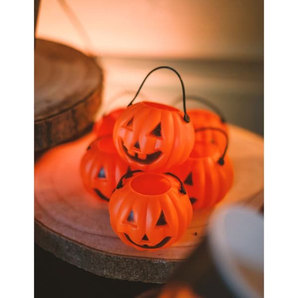 6 Mini Halloween Gresskarbøtter 6,5 x 5 cm - Oransje
