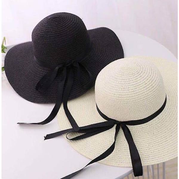 Starlight-bow solhatt, solhatt halmhatt, strandhatt（svart）