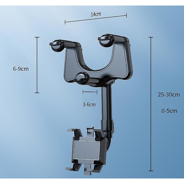 Bilens bakspeil telefonholder, universell 360 justerbar hengende telefonholder 1 stk