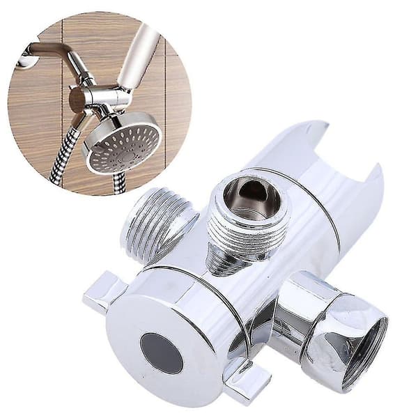 Abs Chrome 3-vejs omskifter slangefitting T-formet adapterstik til vinkelventil slange badebruserarm toilet (A)