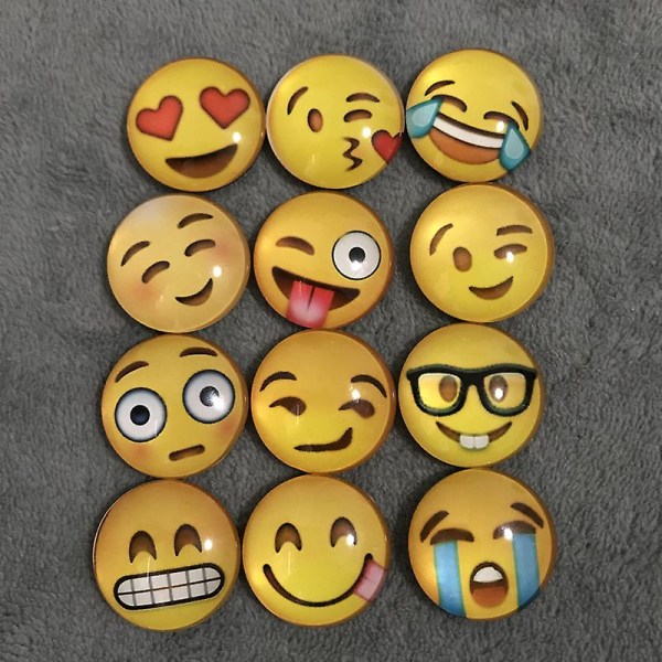 Emoji-magneter, 12 st 3D-glas Smiley -kylskåpsmagneter starkt lim för att dekorera kylskåp, whiteboardtavlor, skolskåp