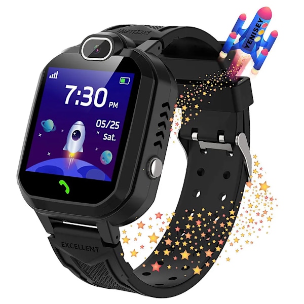 2G kids watch with 1.4 inch screen, SOS, phone function, 400mAh smartwatch, black