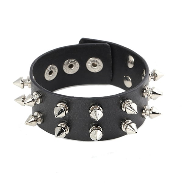 Svart handledsskydd manschett bälte armband läderarmband punk rock armband（3）