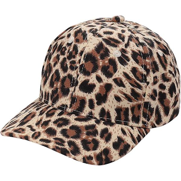 Leopard Print Baseball Cap Justerbar Bag Kvinder Piger Bomuldshat Med Matchende Hoop Øreringe