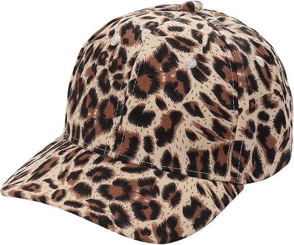 Leopardmønstret Baseball Cap Justerbar Bak Kvinner Jenter Bomull Hat Med Matchende Hoop Øredobber