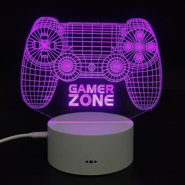 Videospelskontroll Lampa Nattljus 3d Illusion Game On