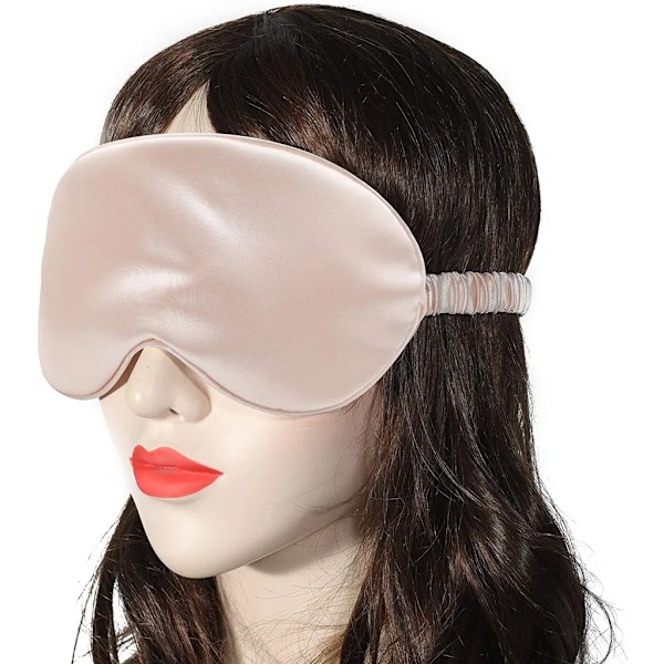 Sovmask för män och kvinnor, ögonmask nattmask silke sovmask justerbart ögonskydd för resor, skiftarbete och tupplurar (champagne, svart)